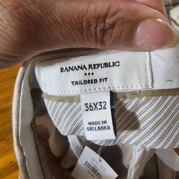 Banana Republic Herringbone Linen Suit Pants Natural Beige 36x3 - Picture 10 of 10